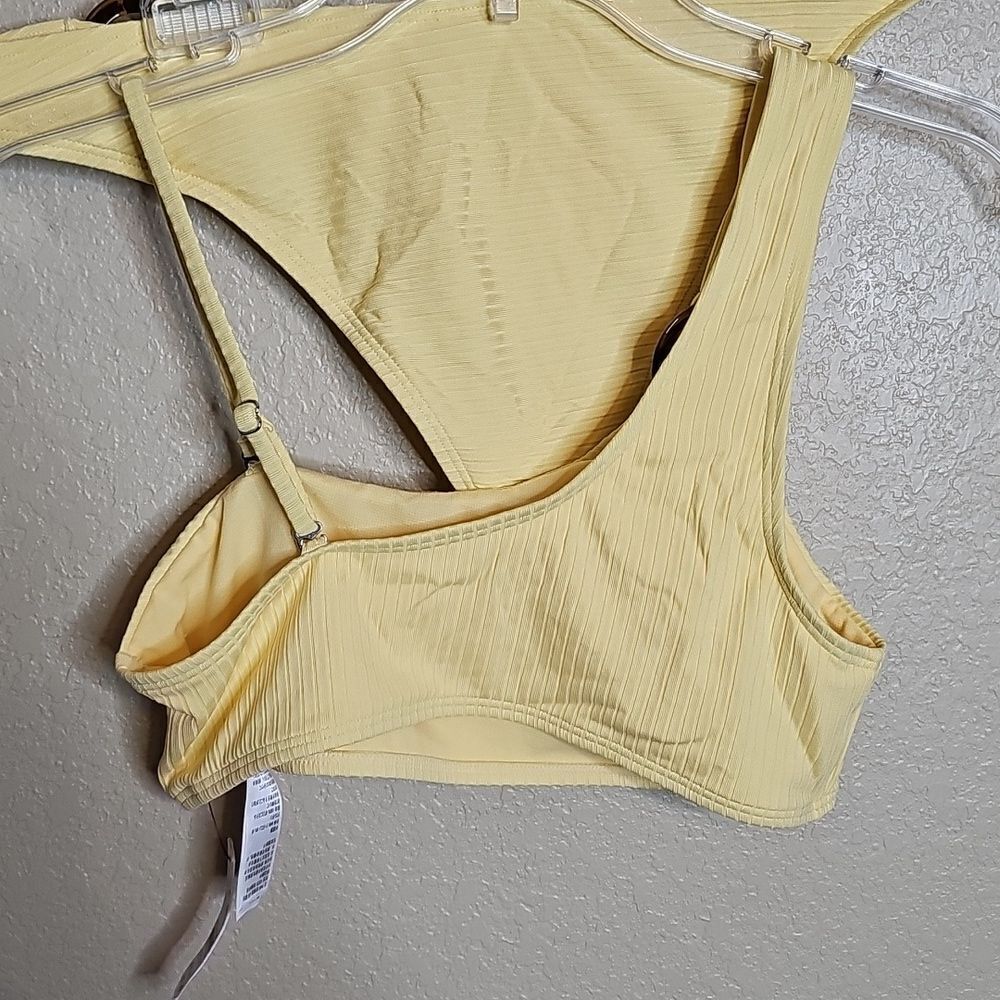 NWT Topshop Yellow Ribbed Bikini Set One Shoulder Top 8 top/6 Bottom - Picture 9 of 9